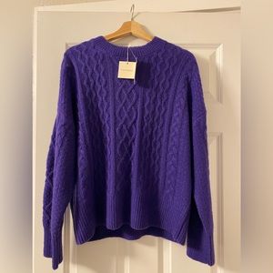 Favorite Daughter Wool & Cashmere Oversized Cable Knit Sweater Violet XS NWT